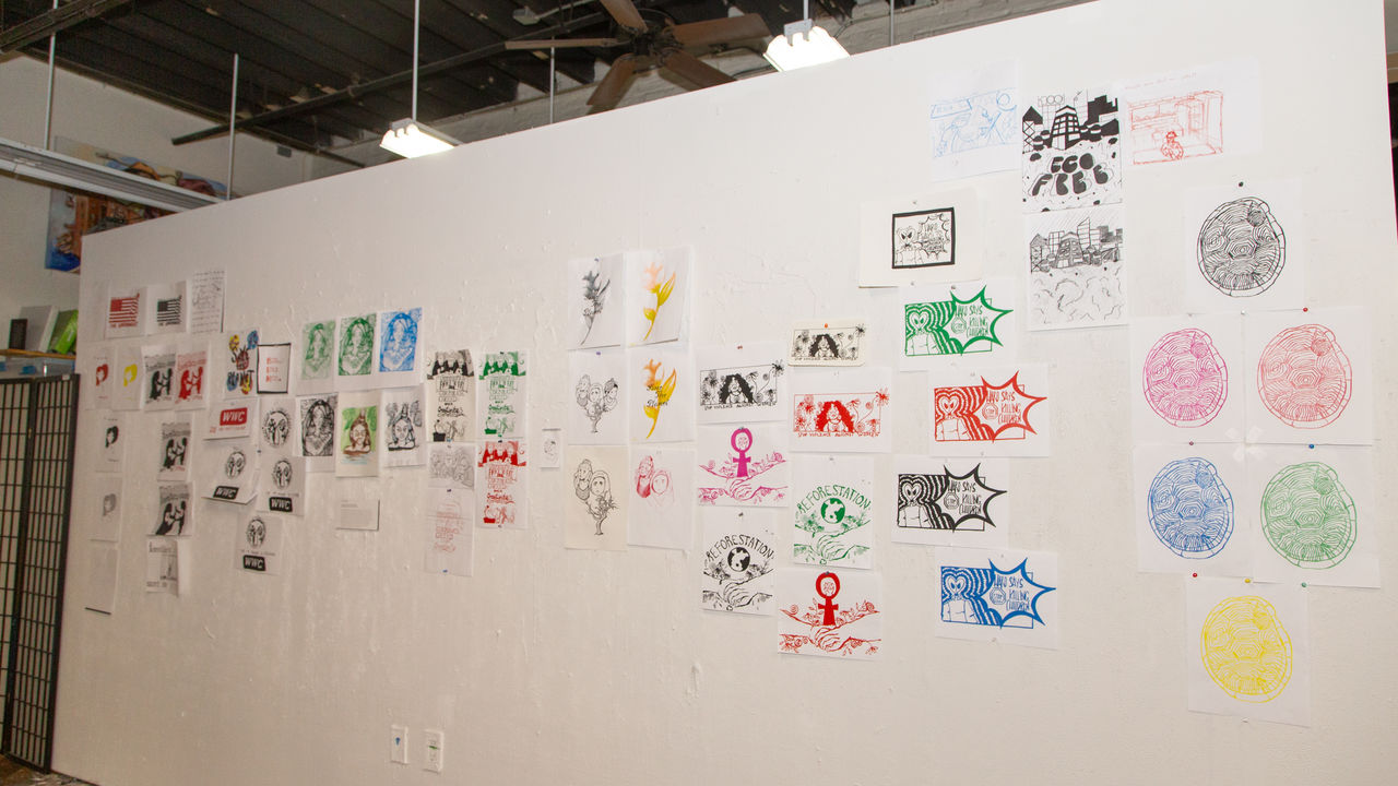 Art prints displayed on wall 