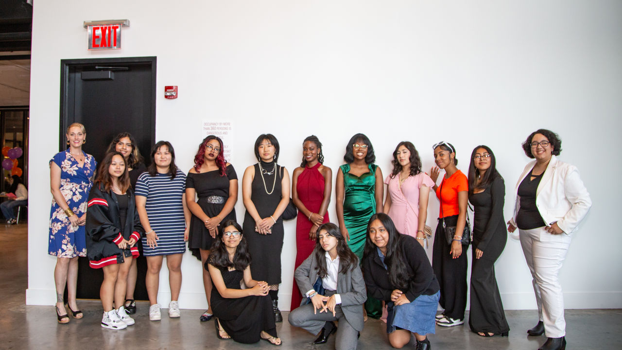 Group photo of students with teachers 