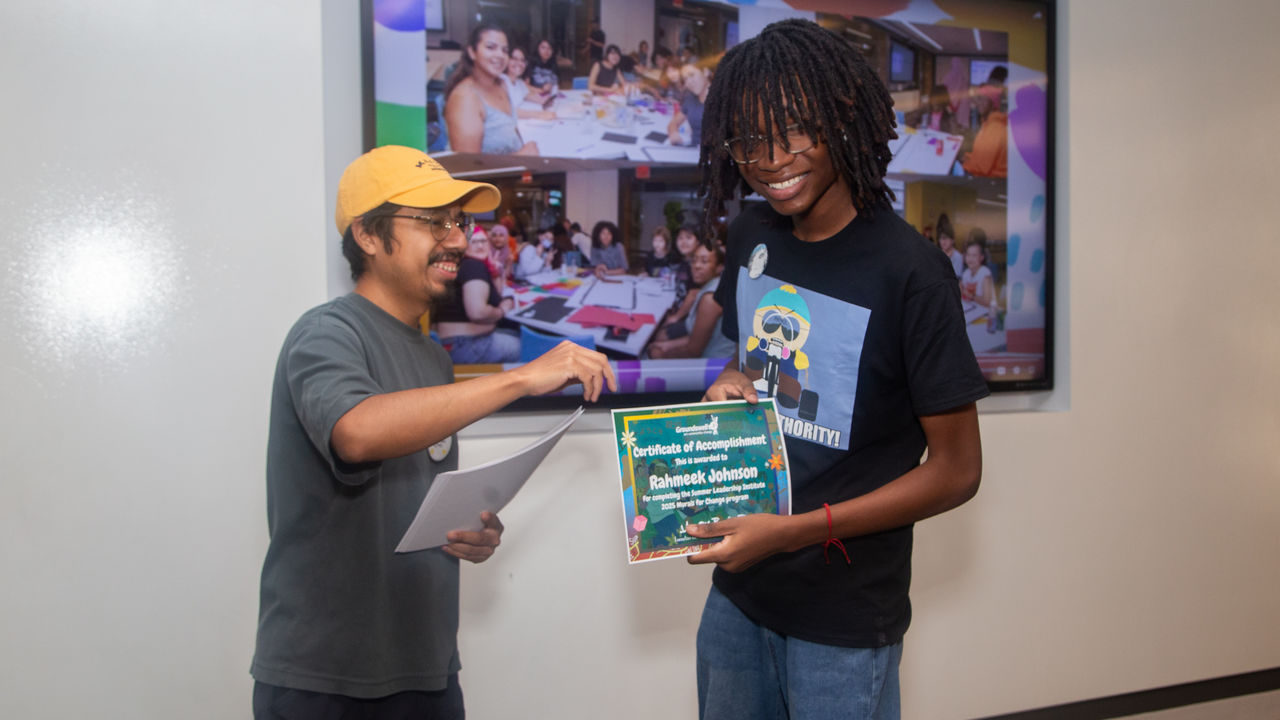 Teaching giving student an award