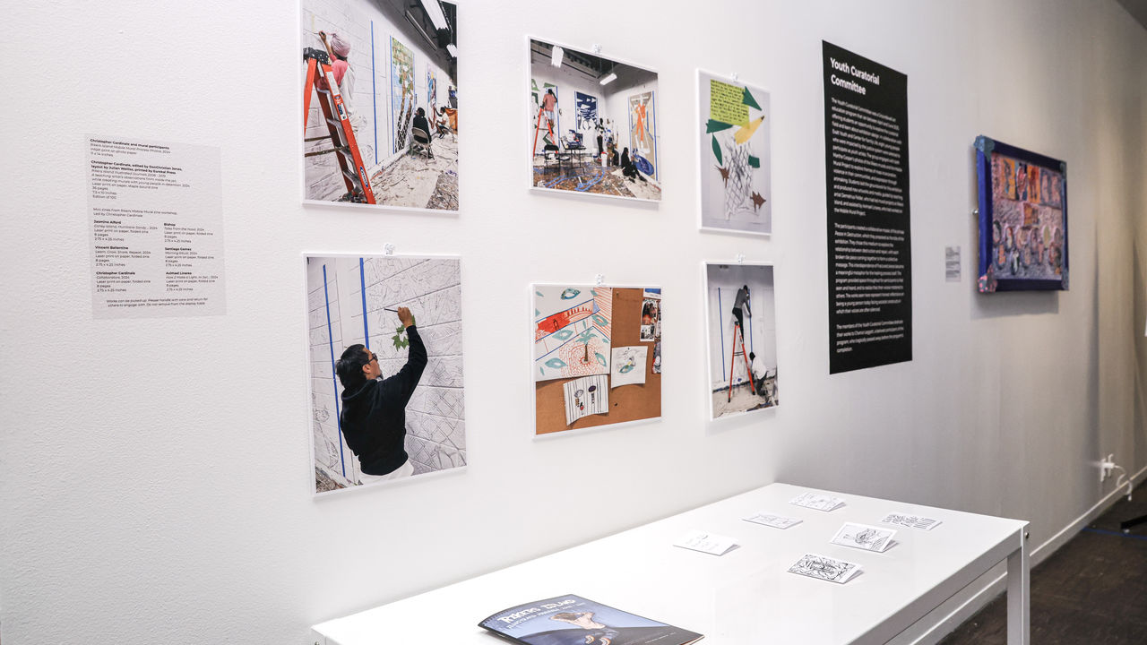 Photos of process of mural making 
